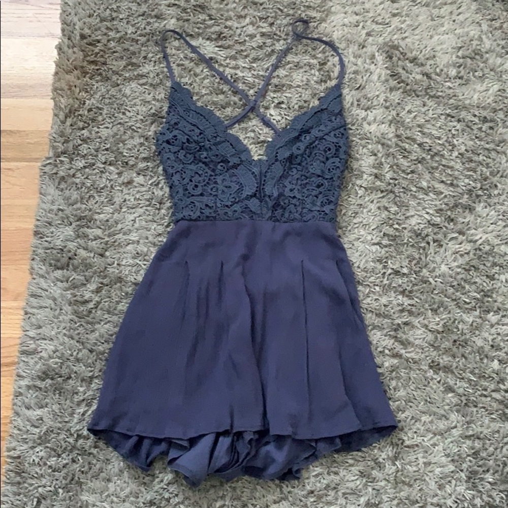 Lulus Star Spangled Romper Dress in Blue